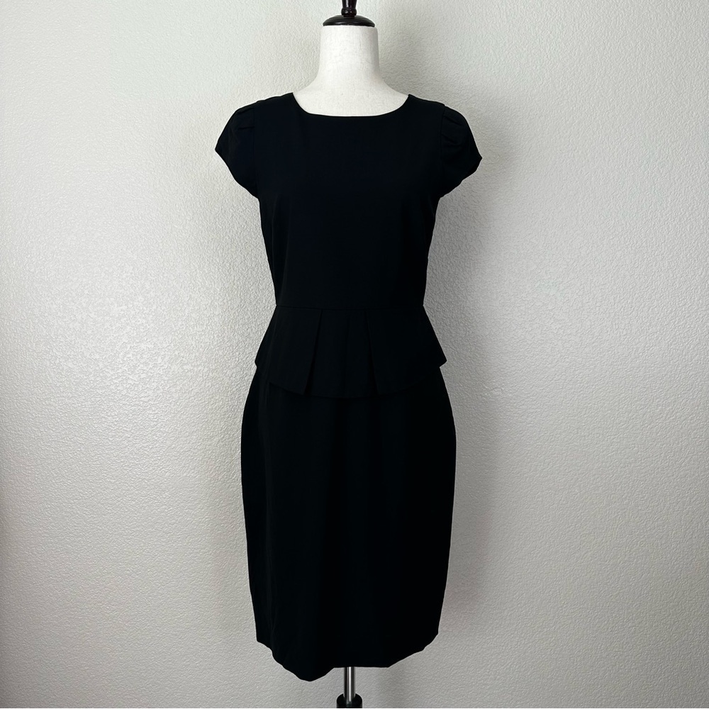 J. Crew Wool Blend Black Peplum Waist Dress, Size 4